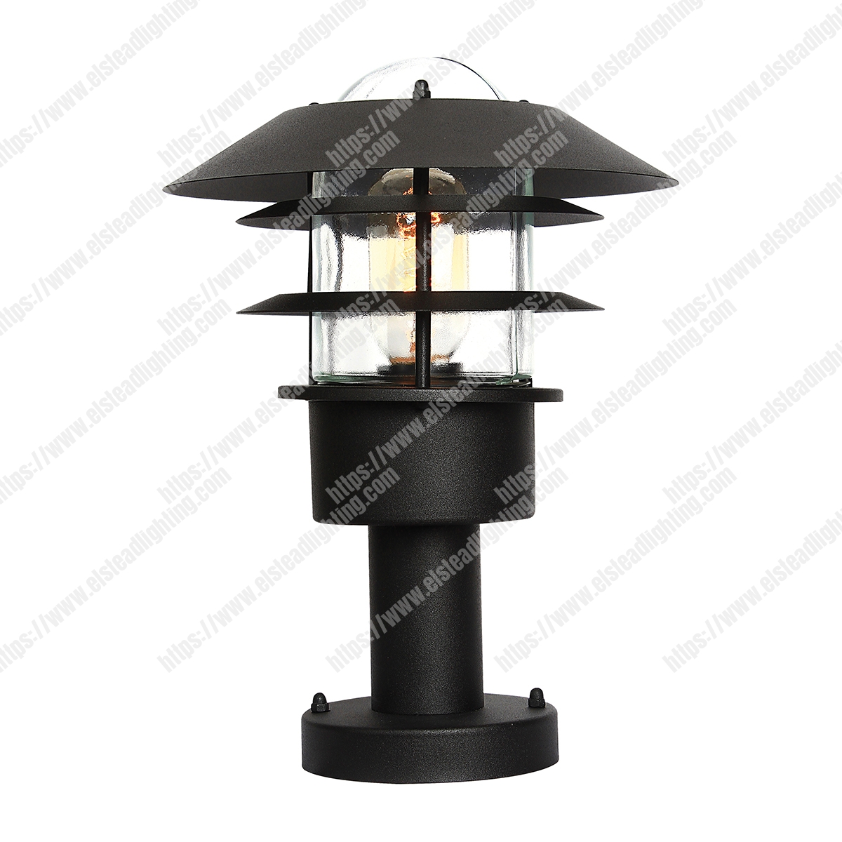 Helsingor 1 Light Pedestal Lantern – Black