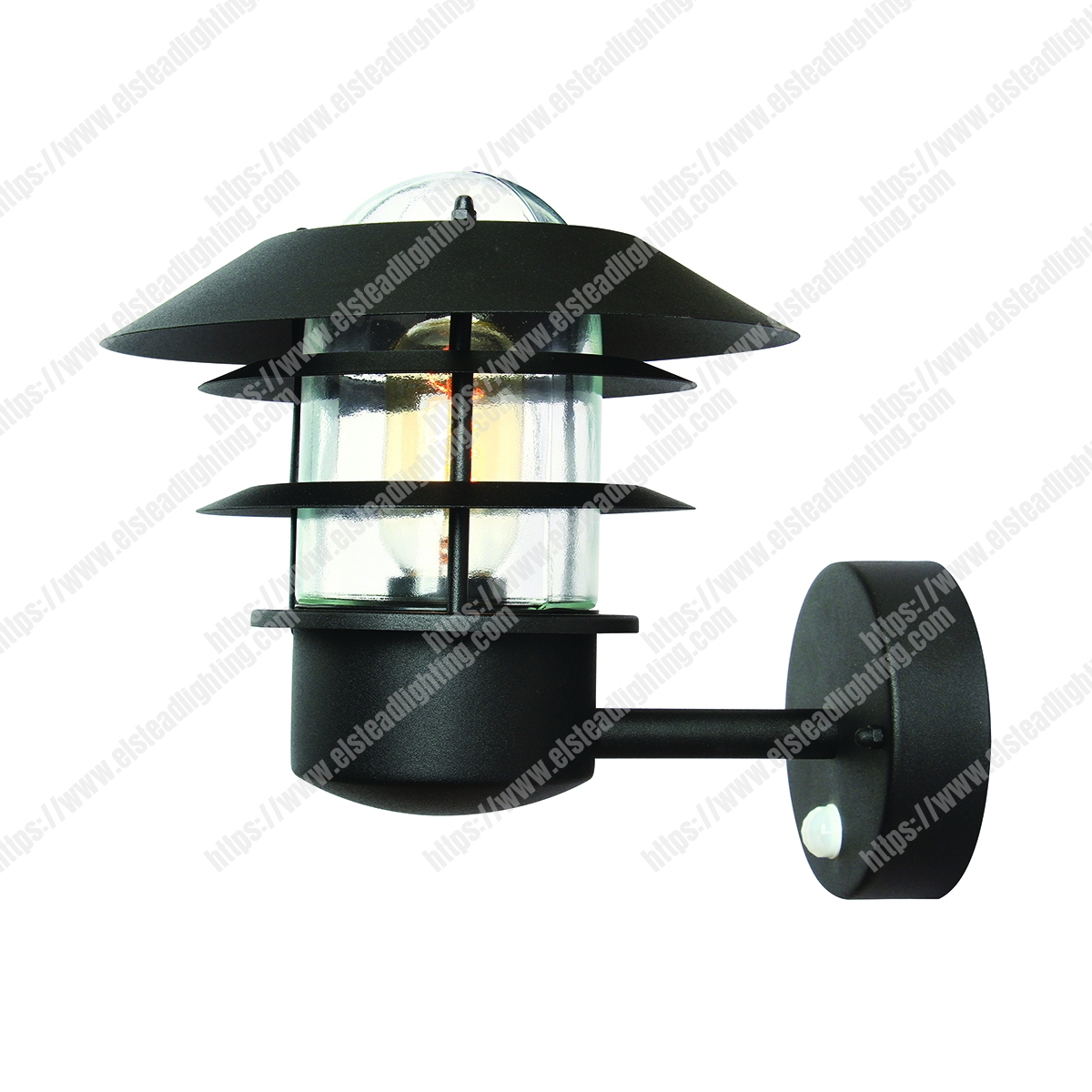 Helsingor 1 Light Pir Wall Lantern – Black