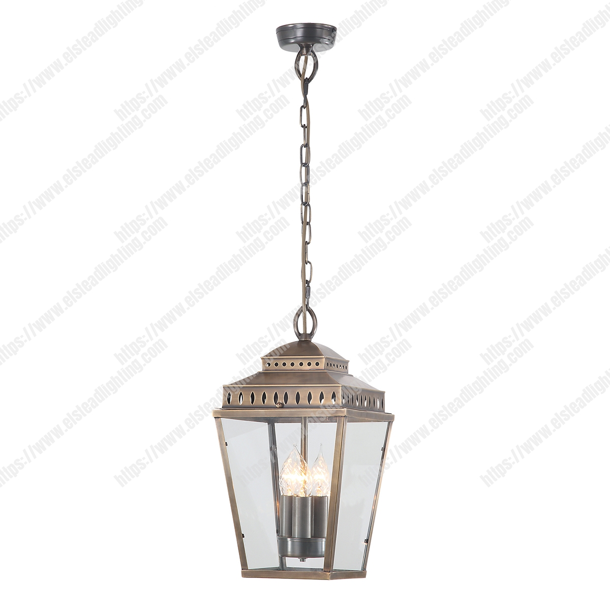 Mansion House 3 Light Chain Lantern - Brass