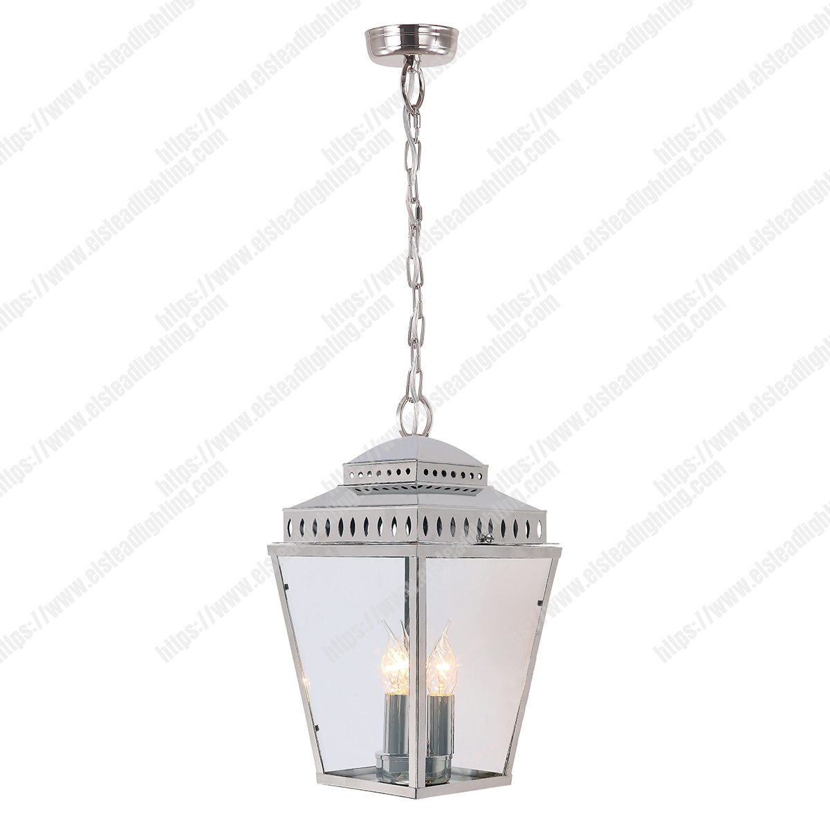 Mansion House 3 Light Chain Lantern - Polished Nickel