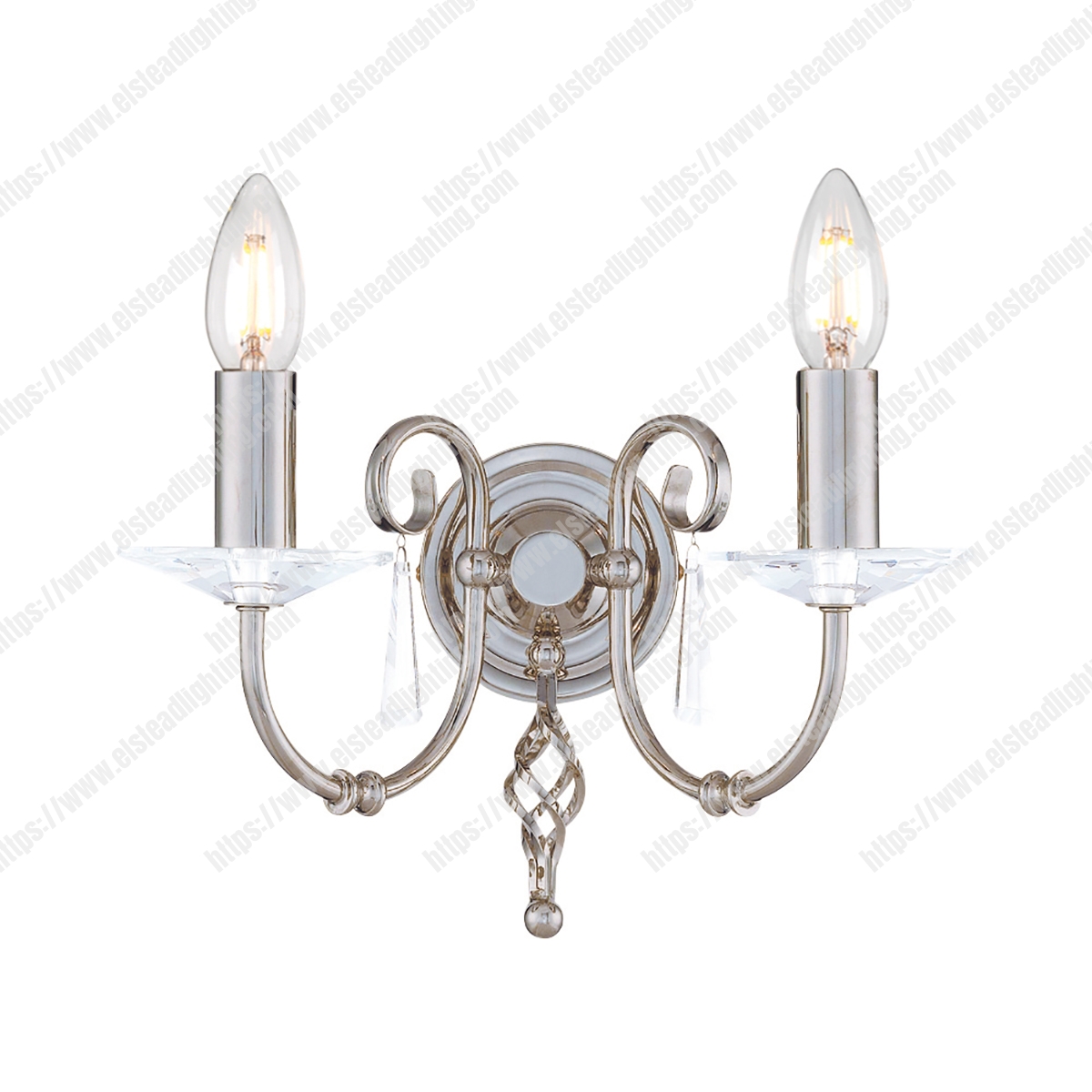 Aegean 2 Light Wall Light - Polished Nickel