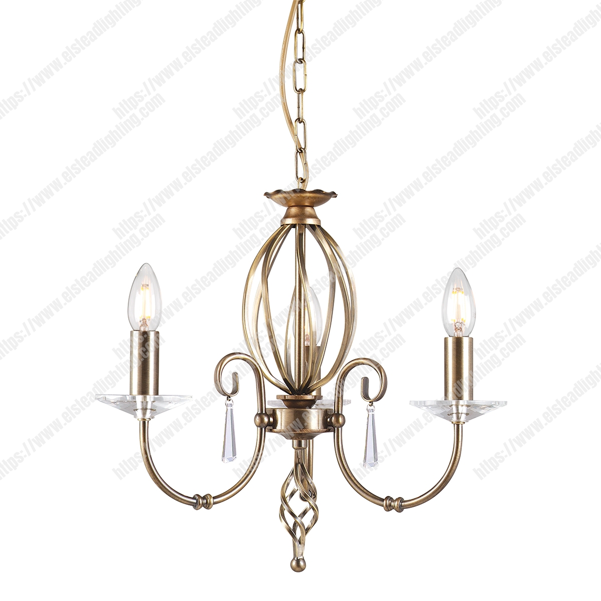 Aegean 3 Light Chandelier – Aged Brass