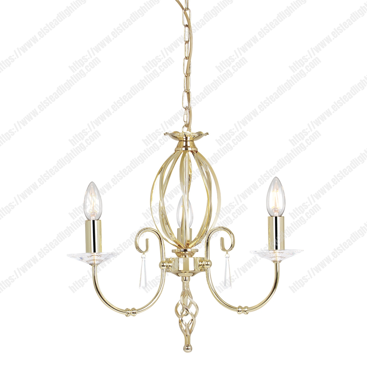 Aegean 3 Light Chandelier - Polished Brass