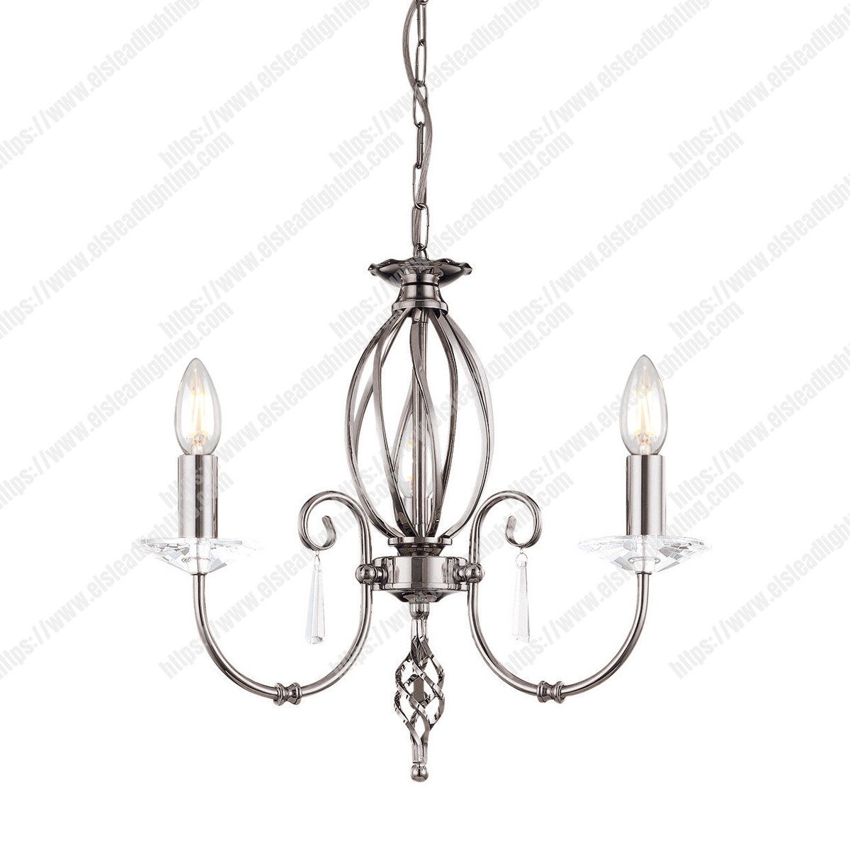 Aegean 3 Light Chandelier – Polished Nickel