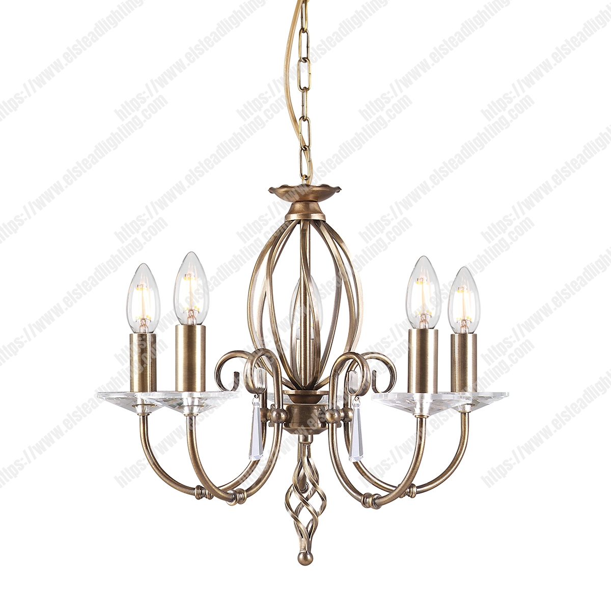 Aegean 5 Light Chandelier – Aged Brass
