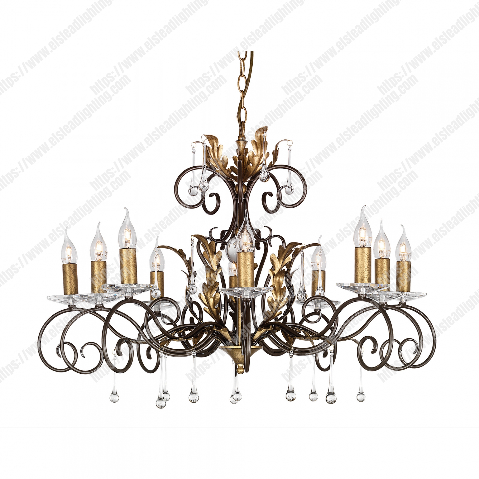 Amarilli 10 Light Chandelier - Bronze/Gold