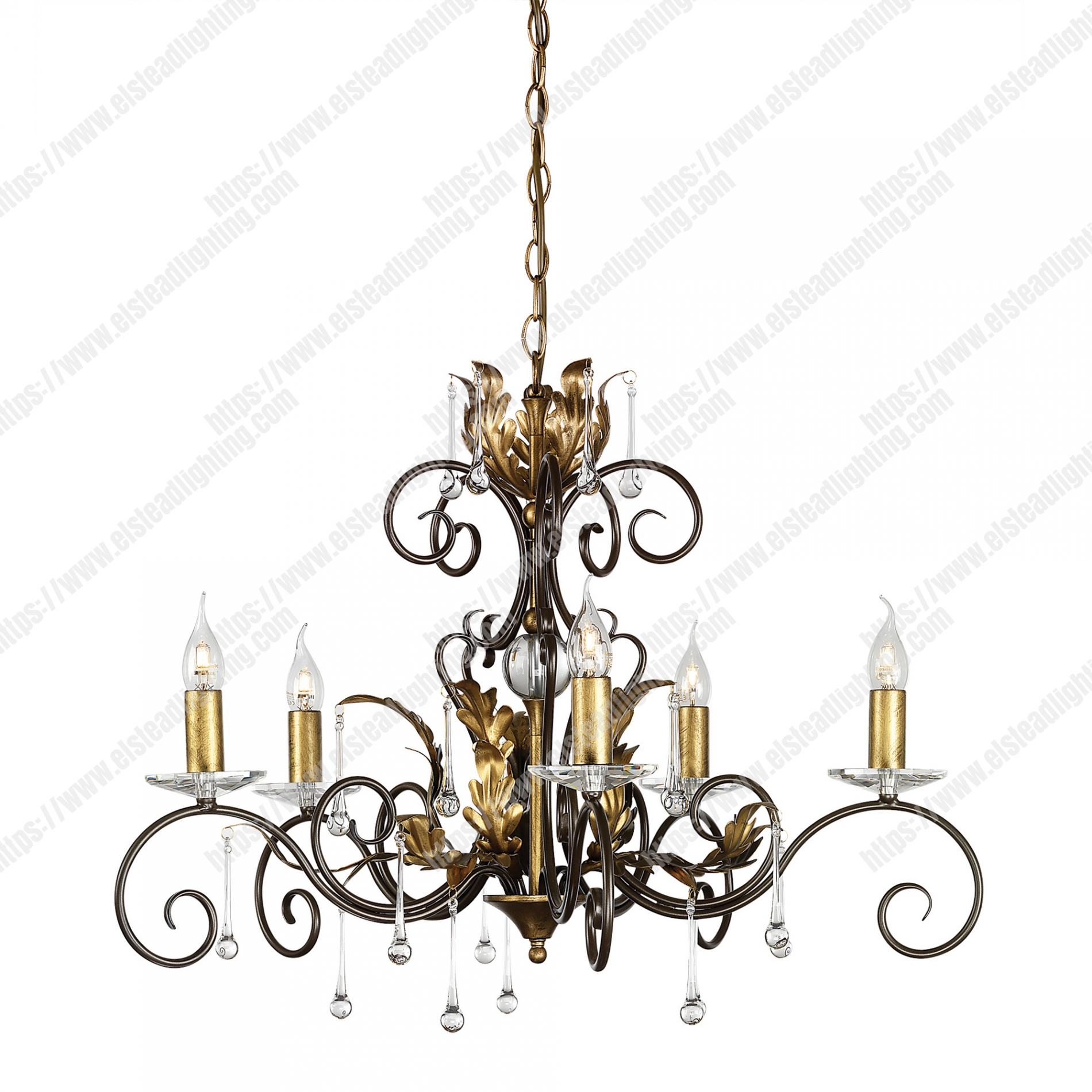 Amarilli 5 Light Chandelier – Bronze/Gold