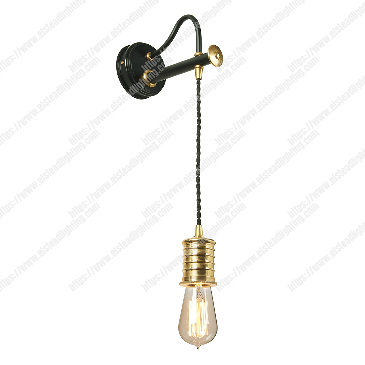 Douille 1 Light Wall Light - Black/Polished Brass