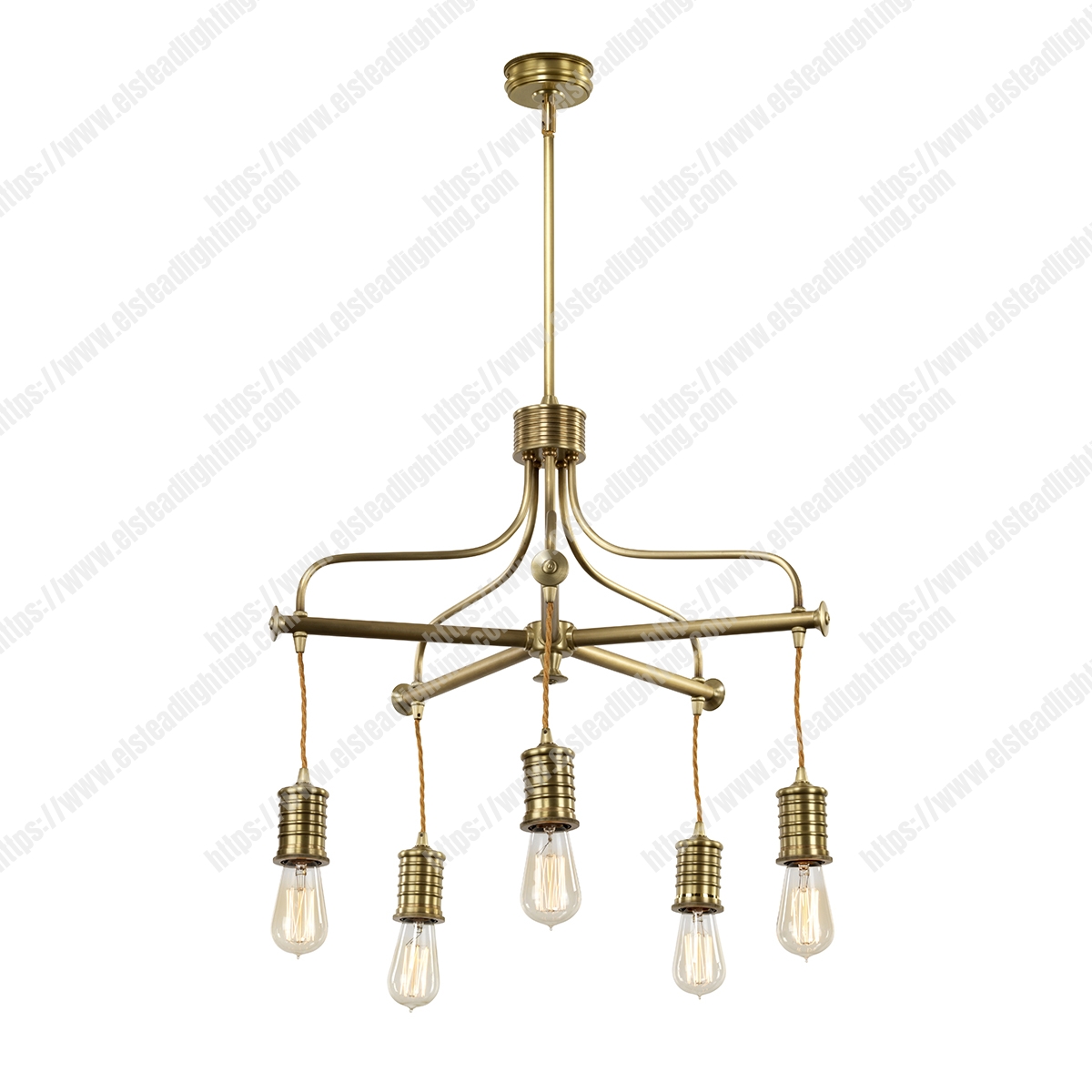 Douille 5 Light Chandelier - Aged Brass