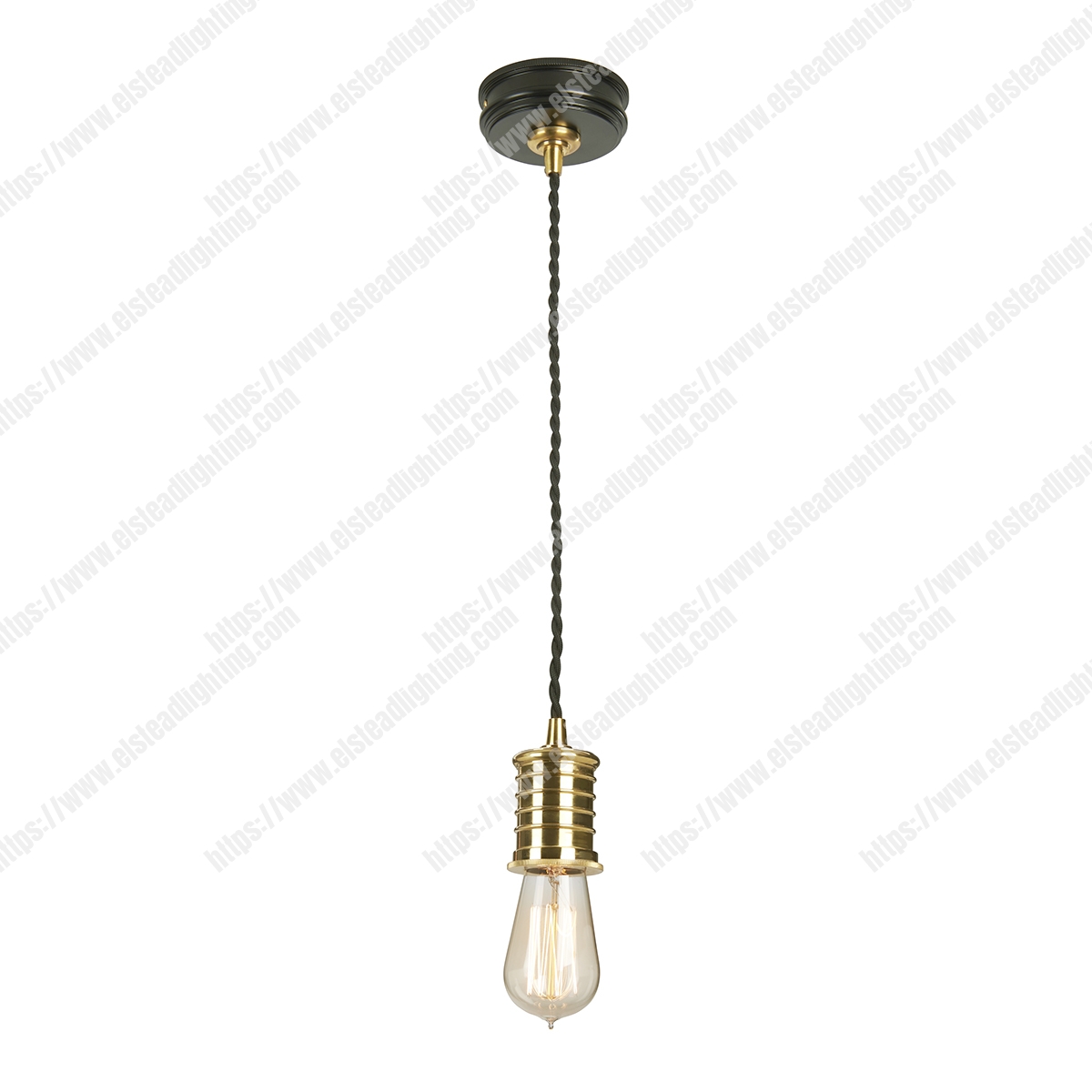 Douille 1 Light Pendant - Black/Polished Brass