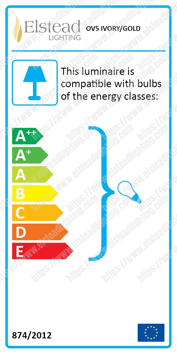 Olivia 5 Light Chandelier - Ivory/Gold