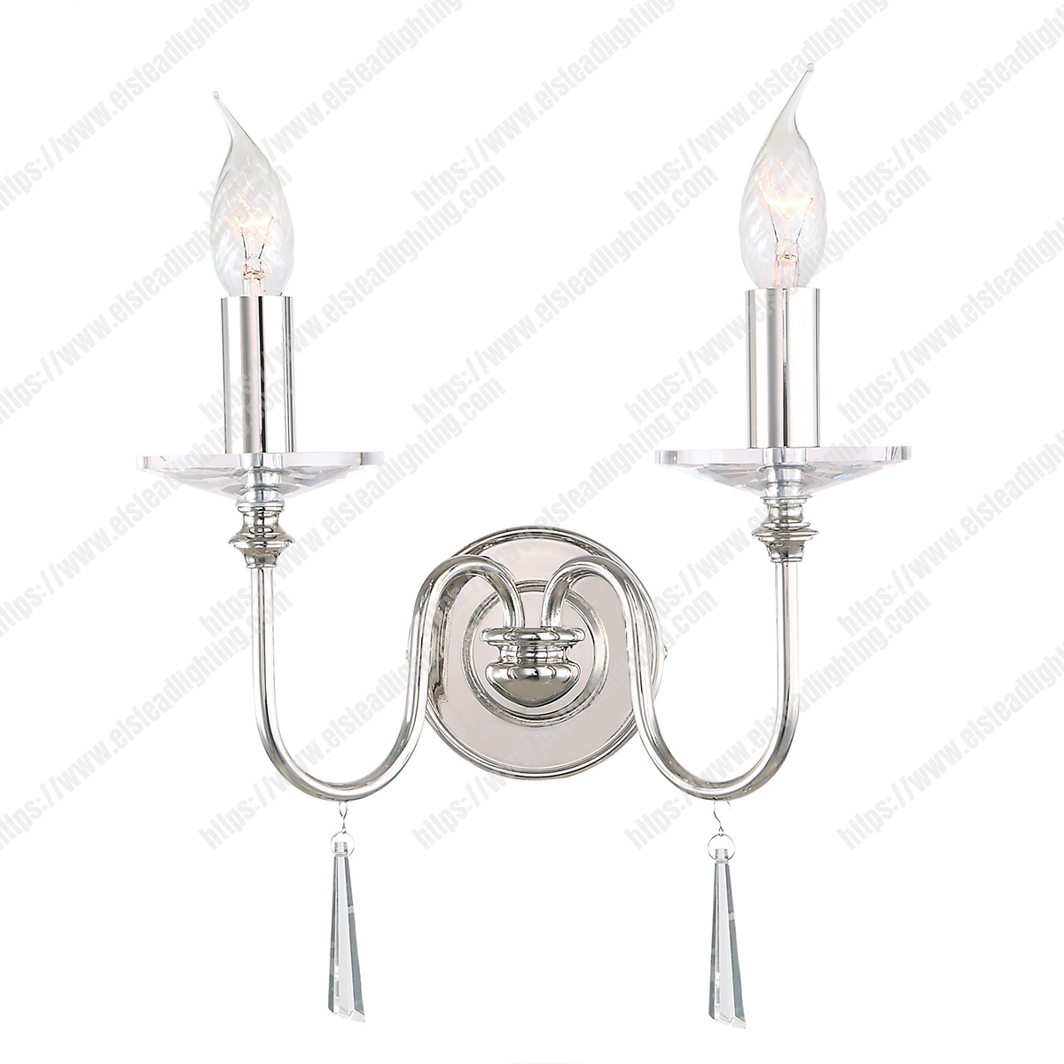 Finsbury Park 2 Light Wall Light – Polished Nickel
