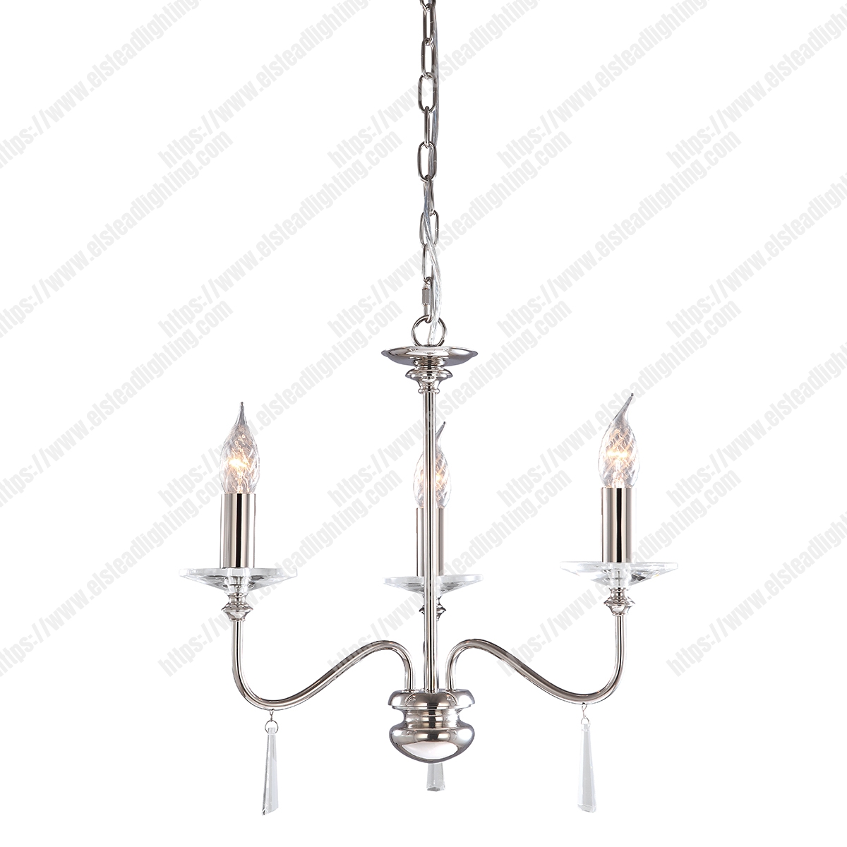 Finsbury Park 3 Light Chandelier – Polished Nickel