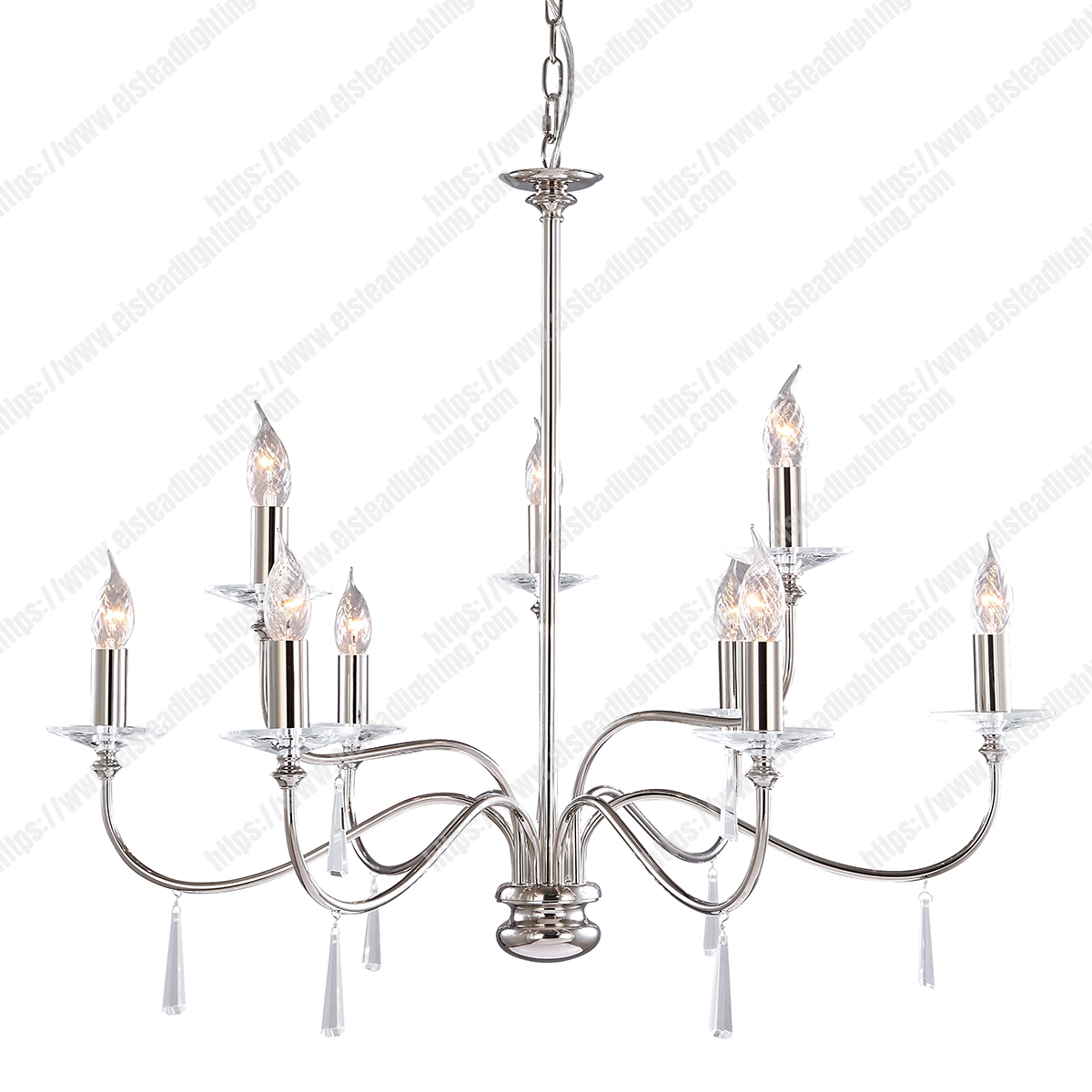 Finsbury Park 9 Light Chandelier – Polished Nickel