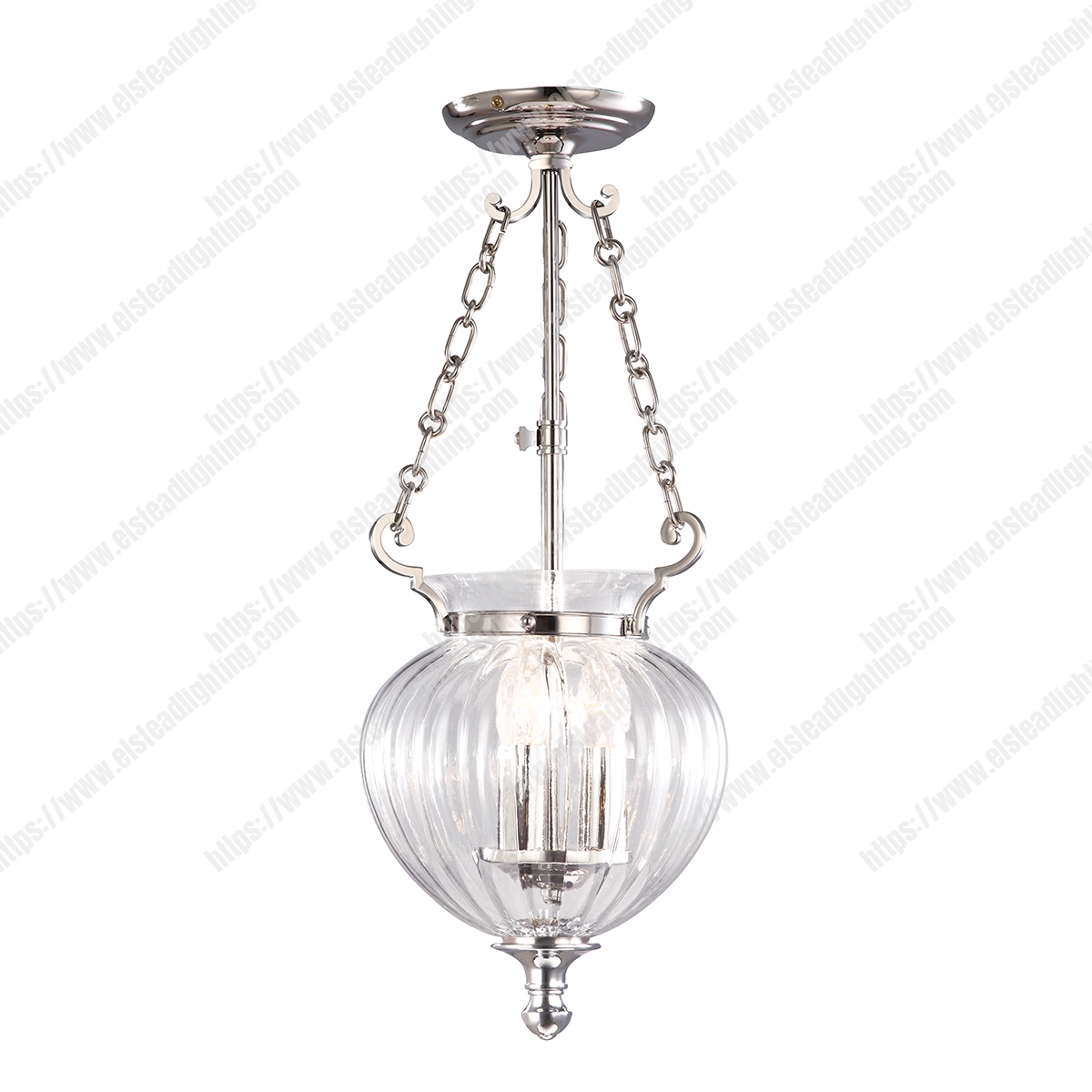 Finsbury Park 3 Light small Pendant - Polished Nickel