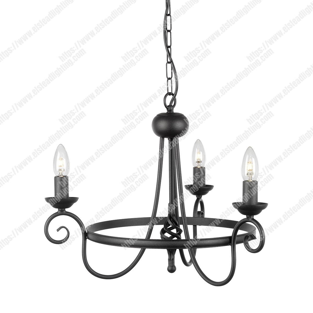 Harlech 3 Light Chandelier - Black