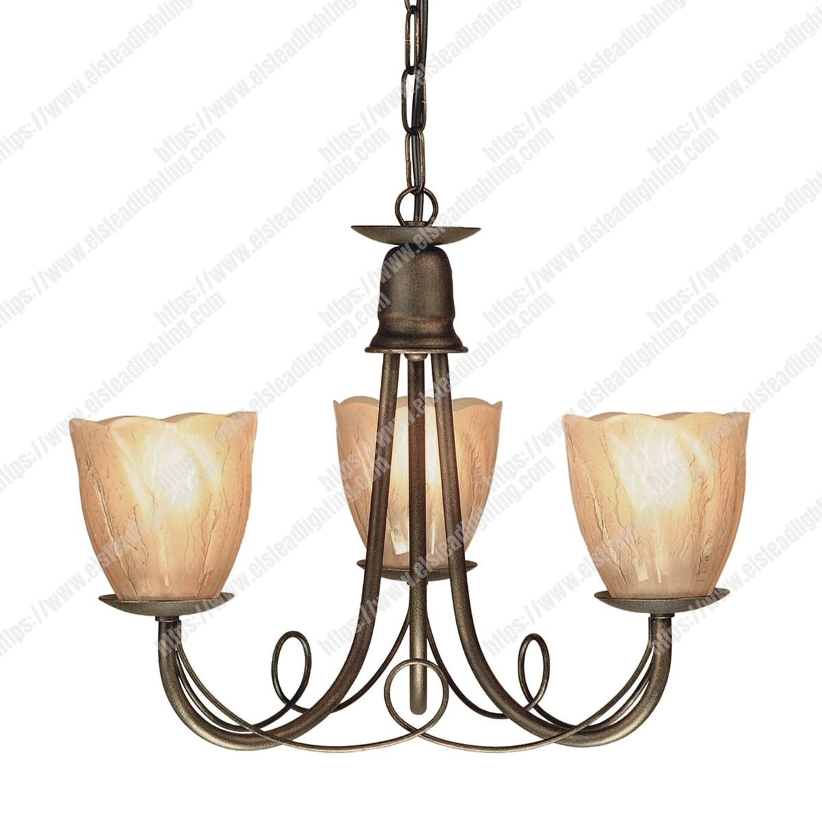 Minster 3 Light Chandelier - Black/Gold