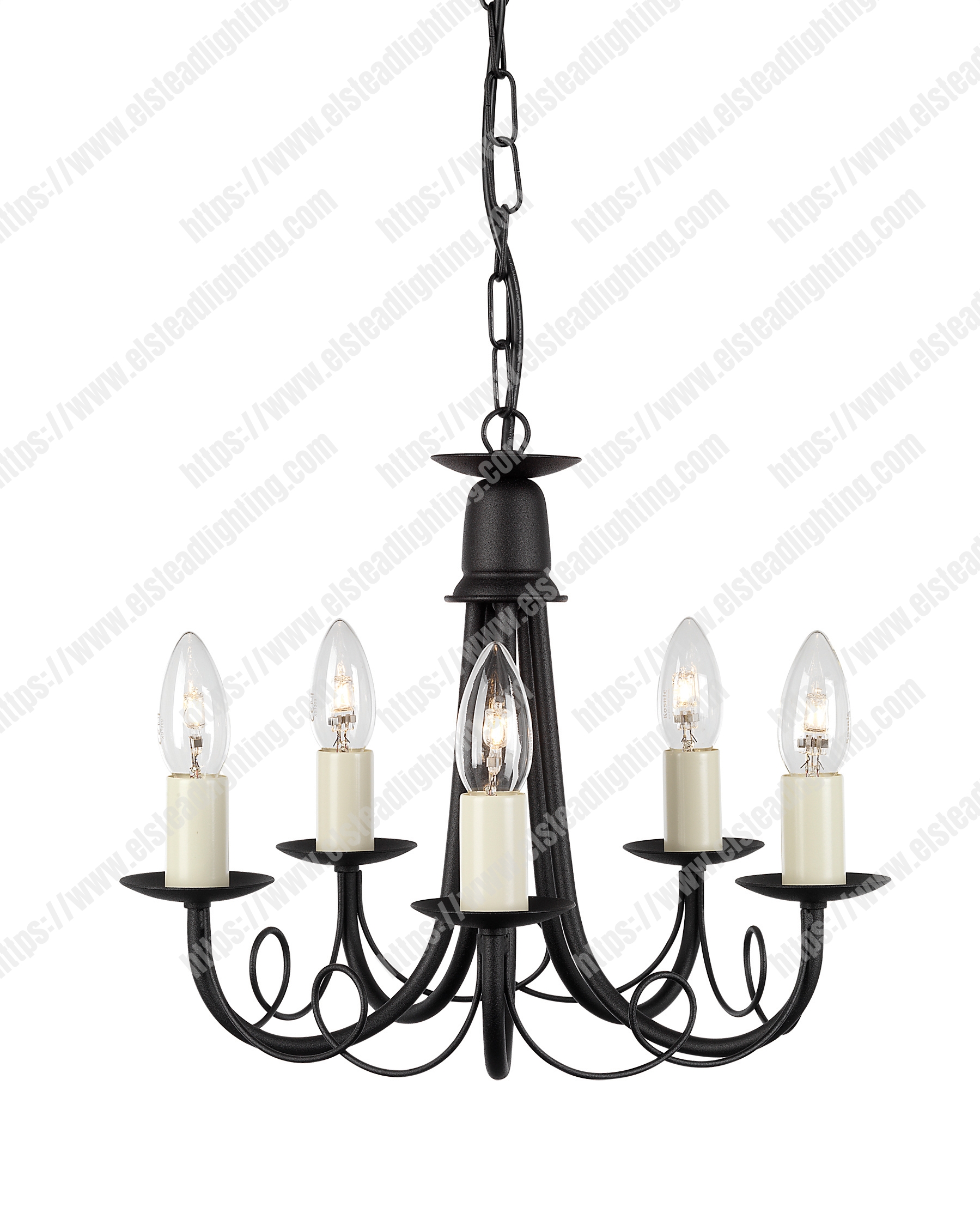 Minster 5 Light Chandelier – Black/Gold