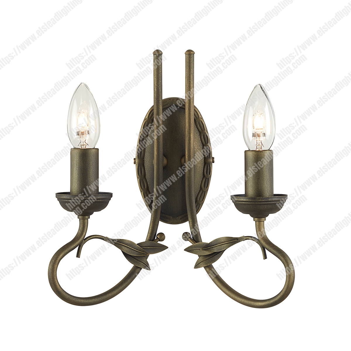 Olivia 2 Light Wall Light – Black/Gold