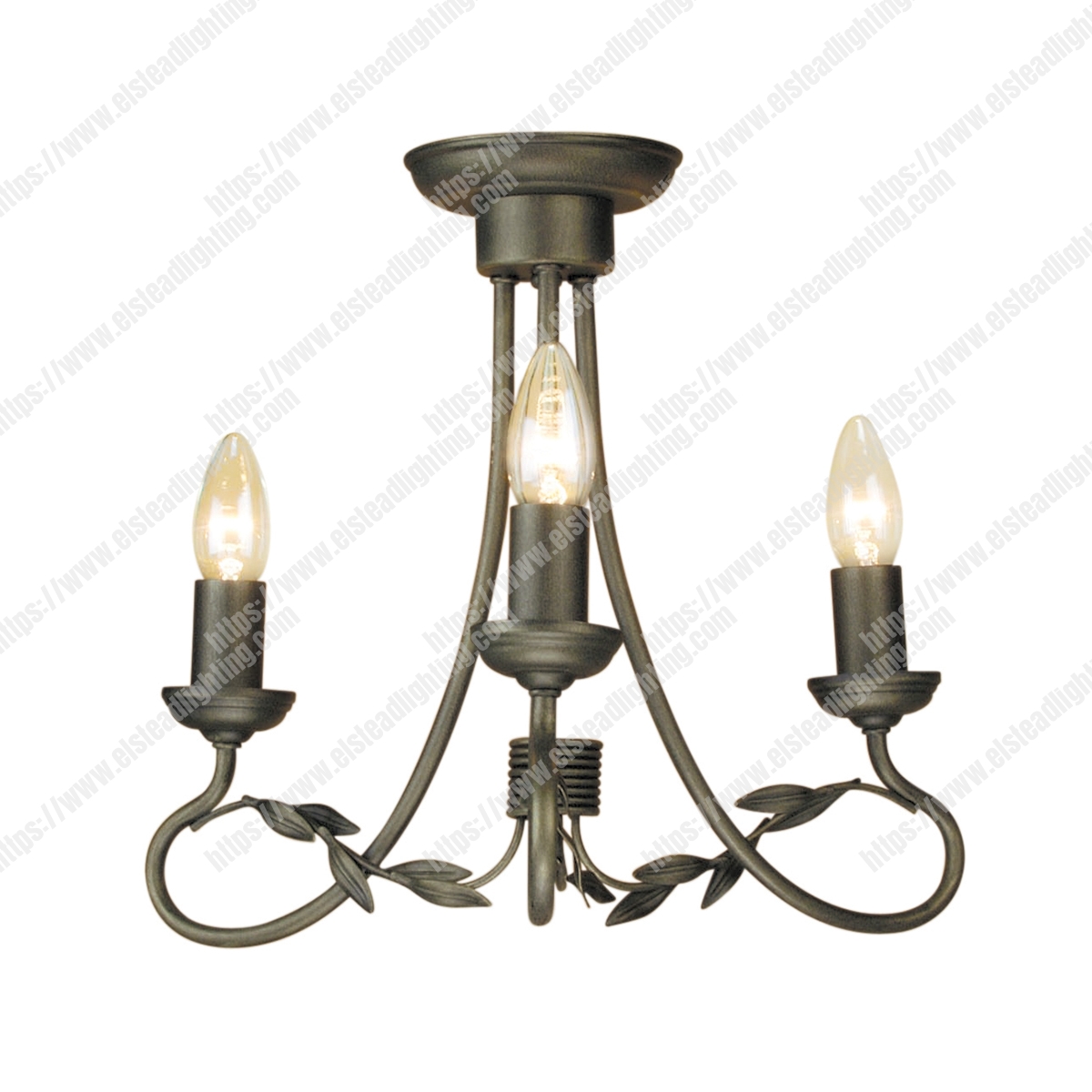 Olivia 3 Light Chandelier – Black/Gold