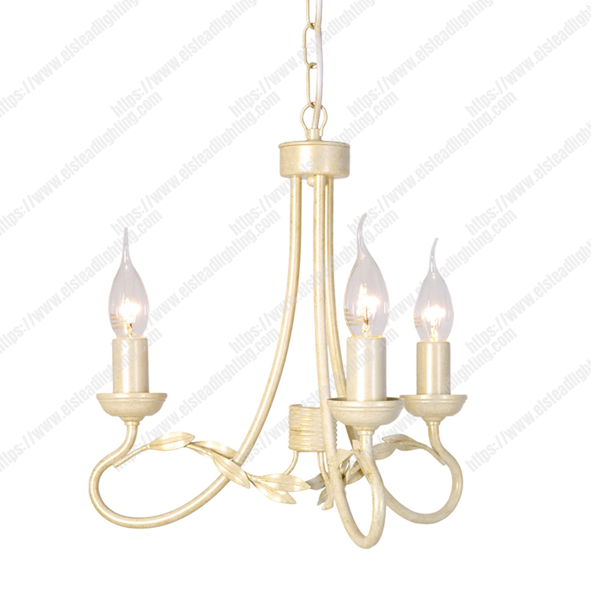 Olivia 3 Light Chandelier – Ivory/Gold