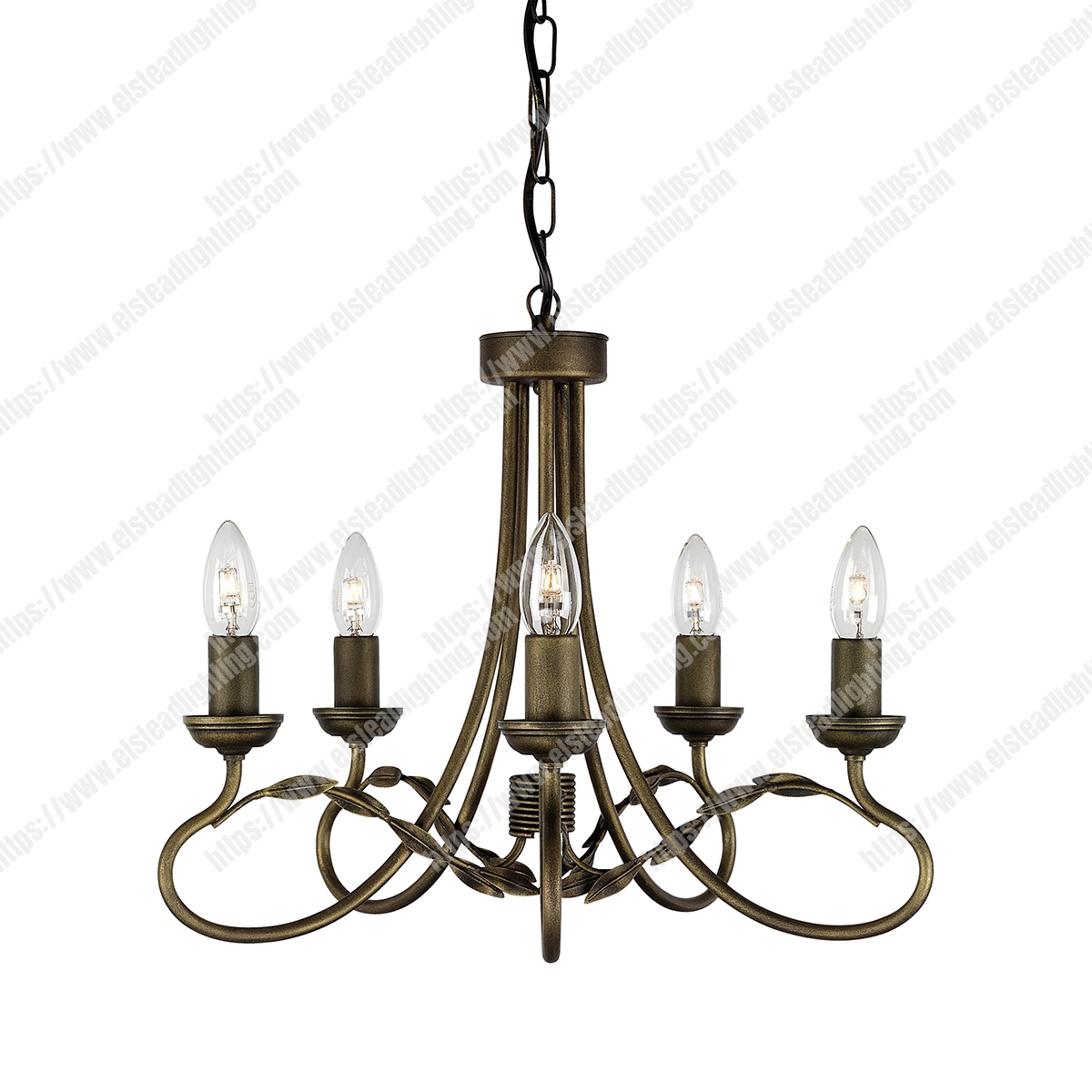 Olivia 5 Light Chandelier - Black/Gold