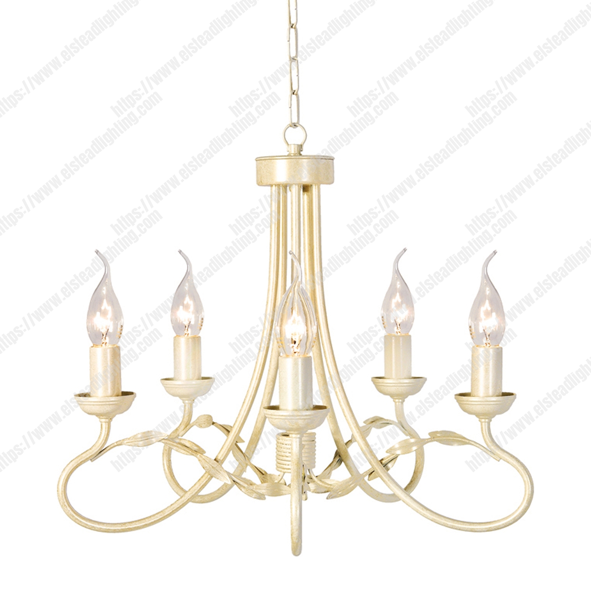Olivia 5 Light Chandelier – Ivory/Gold