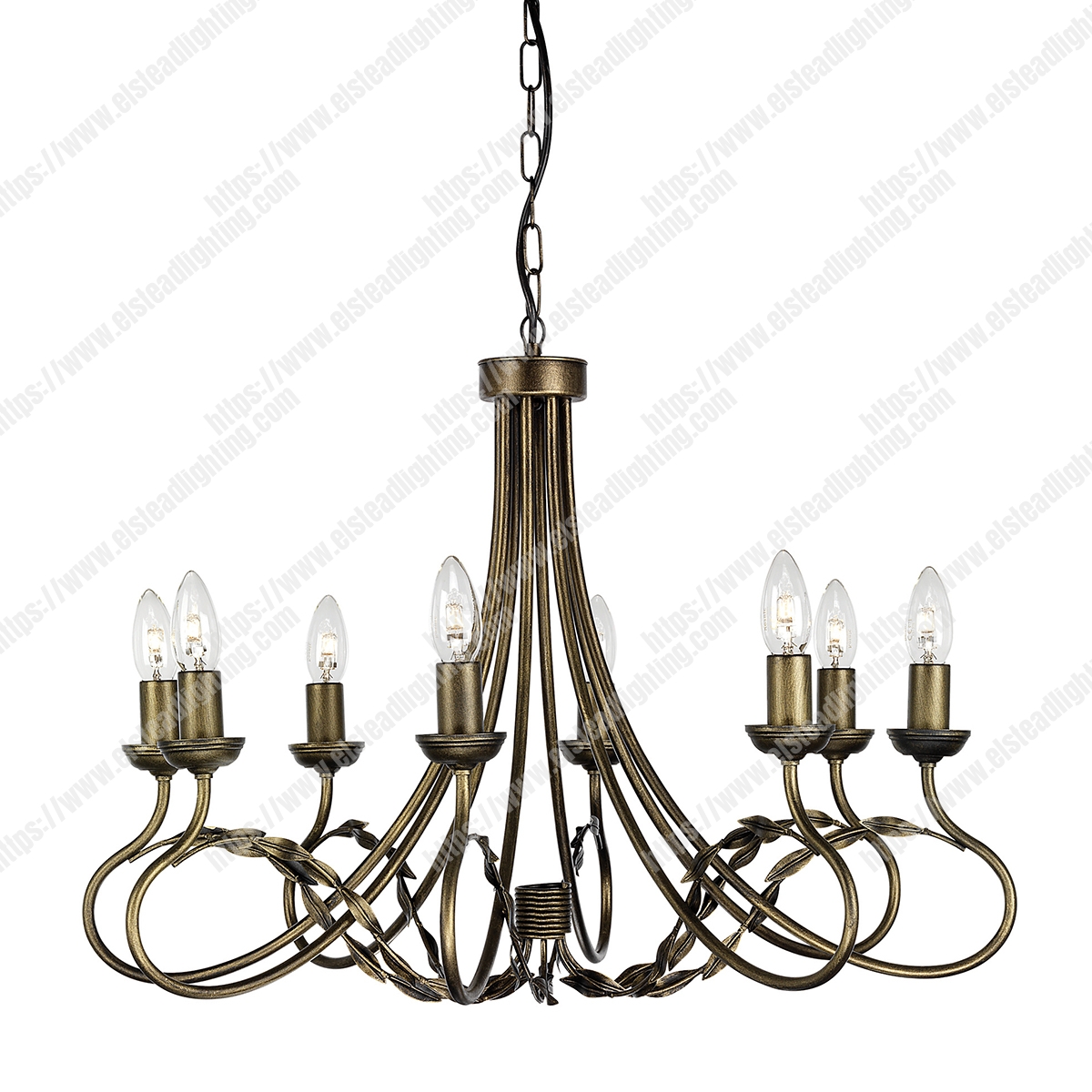 Olivia 8 Light Chandelier - Black/Gold