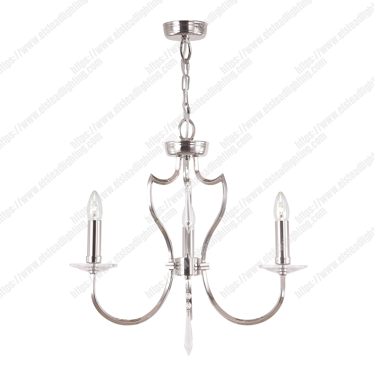 Pimlico 3 Light Chandelier - Polished Nickel