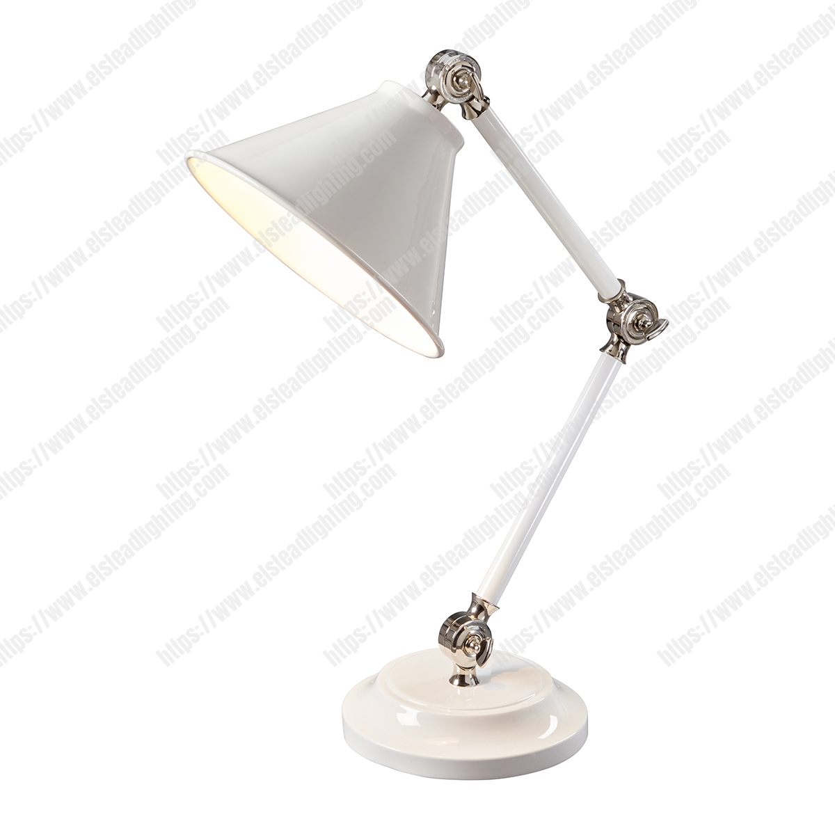 Provence Element 1 Light Mini Table Lamp – White/Polished Nickel