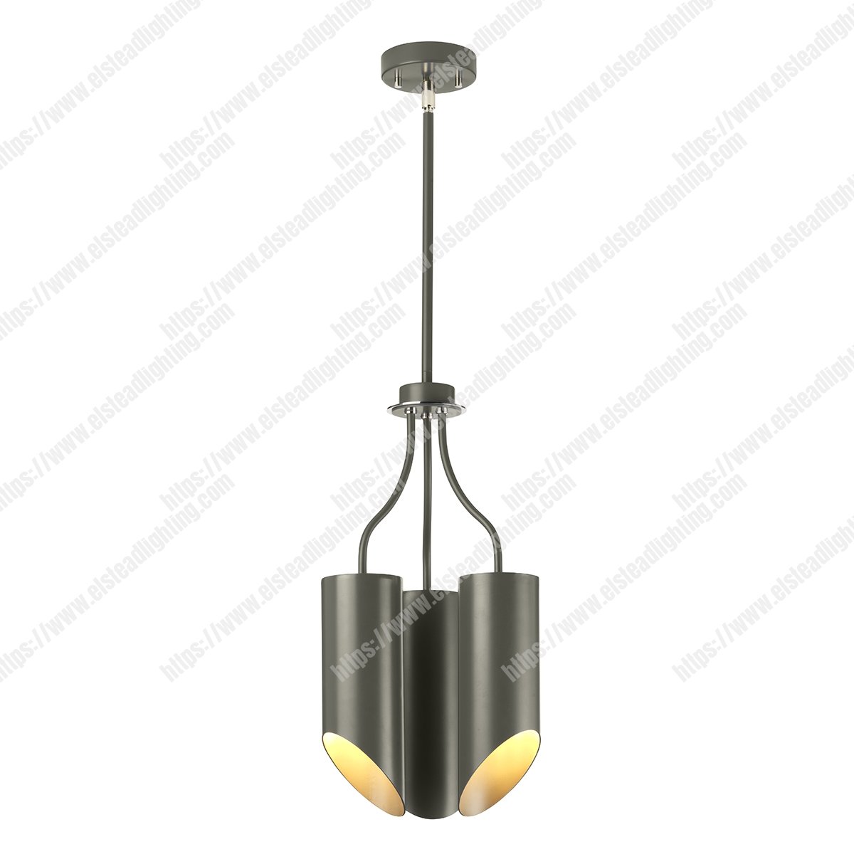 Quinto 3 Light Chandelier - Dark Grey Polished Nickel