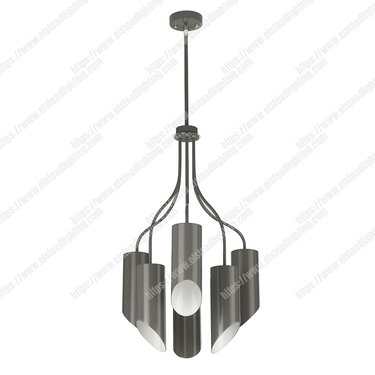 Quinto 6 Light Chandelier - Dark Grey Polished Nickel