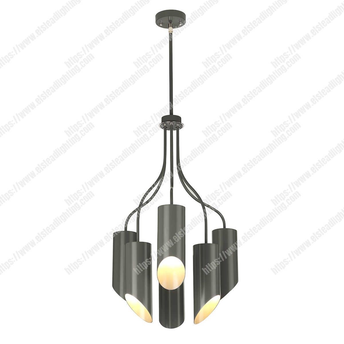 Quinto 6 Light Chandelier - Dark Grey Polished Nickel