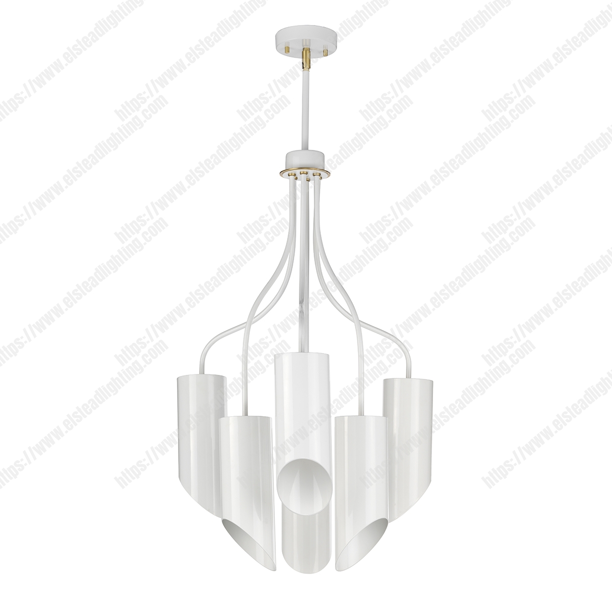 Quinto 6 Light Chandelier - White Aged Brass