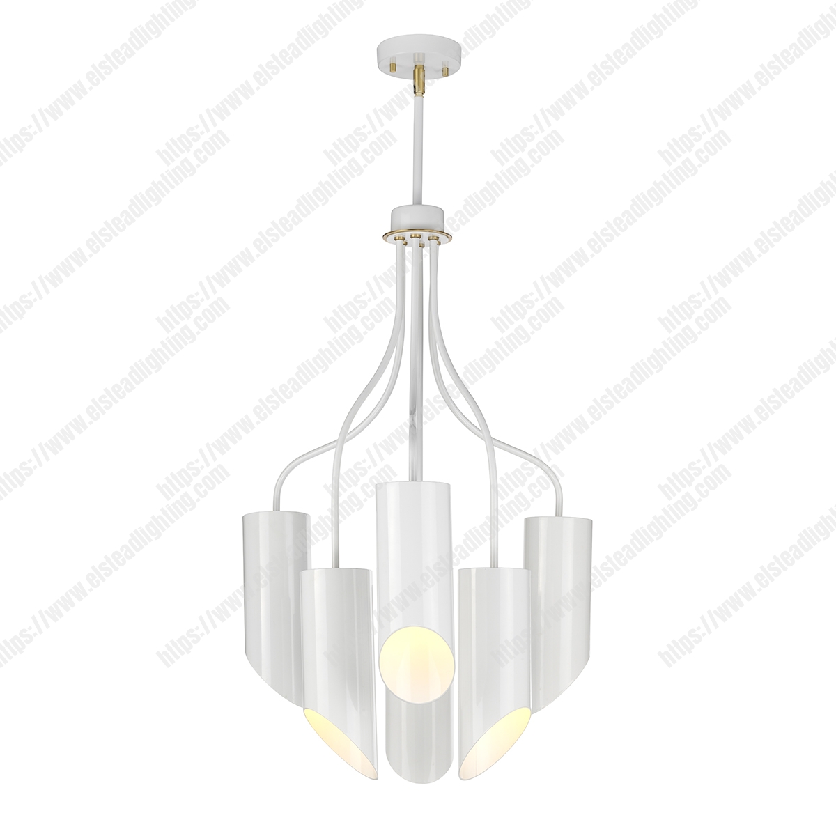 Quinto 6 Light Chandelier - White Aged Brass