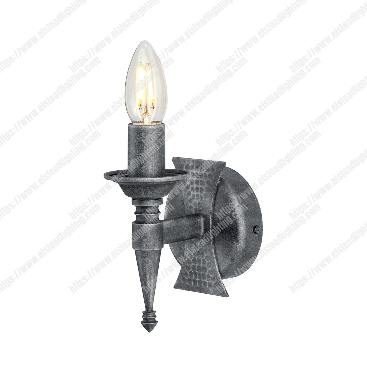 Saxon 1 Light Wall Light - Black/silver