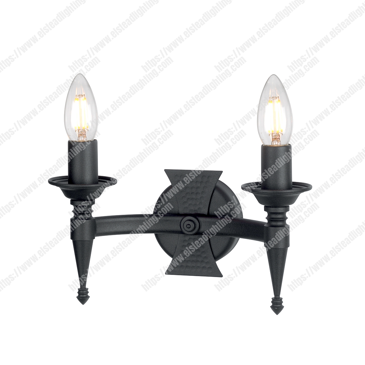 Saxon 2 Light Wall Light – Black