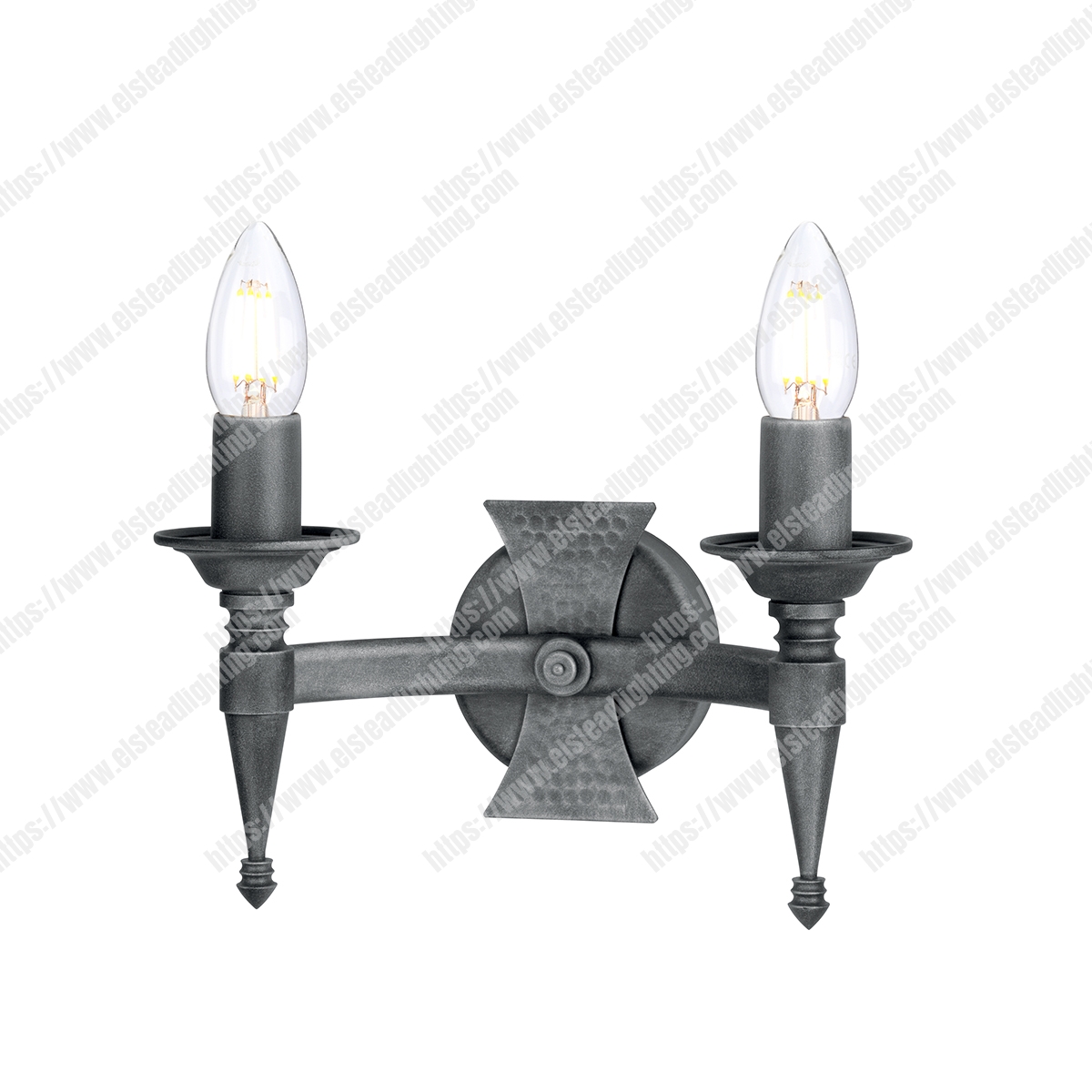 Saxon 2 Light Wall Light – Black/Silver