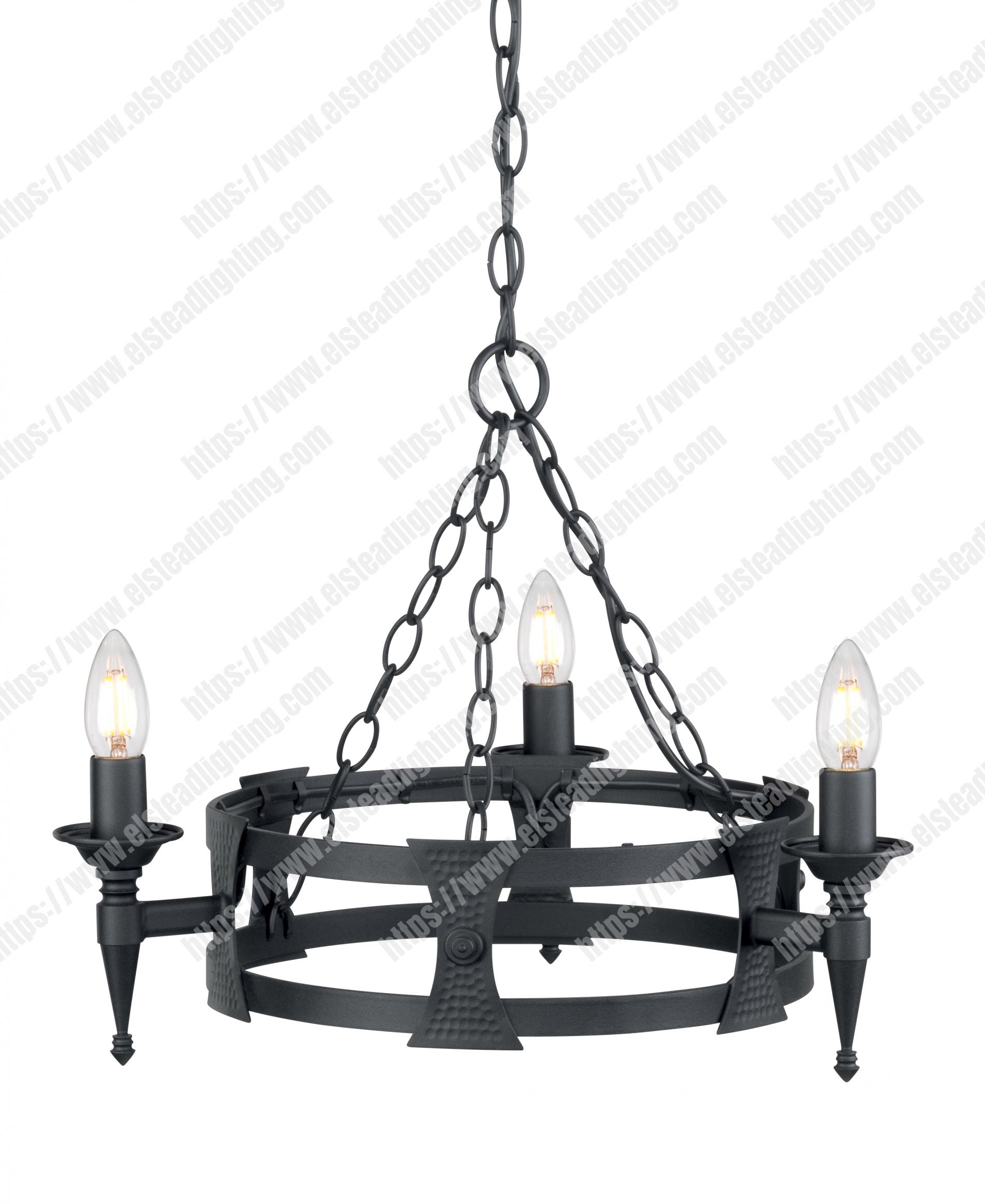 Saxon 3 Light Chandelier - Black
