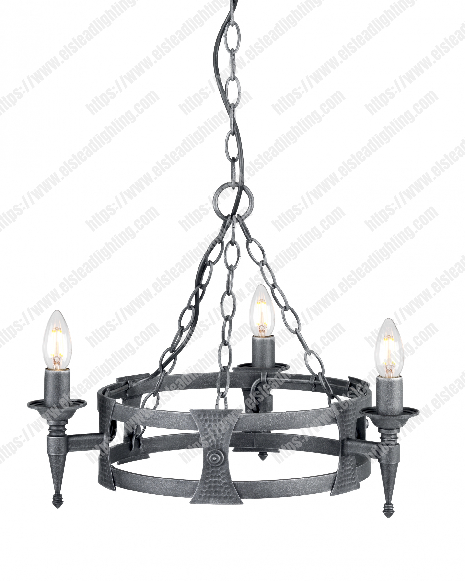 Saxon 3 Light Chandelier - Black/Silver