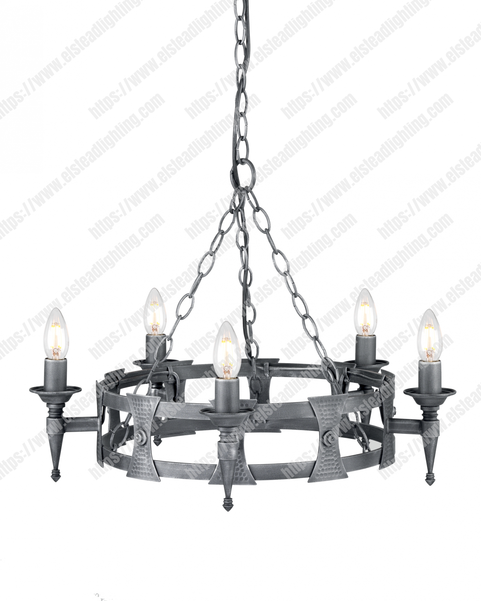Saxon 5 Light Chandelier - Black/Silver
