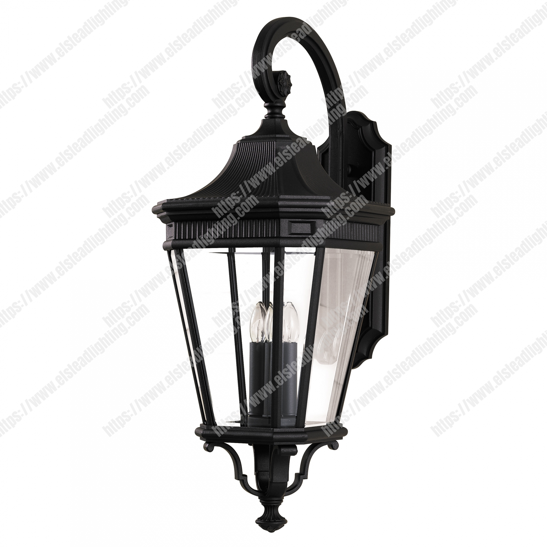 Cotswold Lane 3 Light Large Wall Lantern - Black