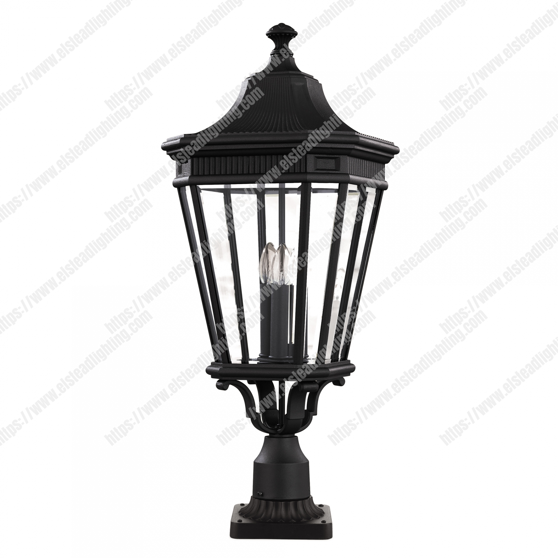 Cotswold Lane 3 Light Large Pedestal – Black