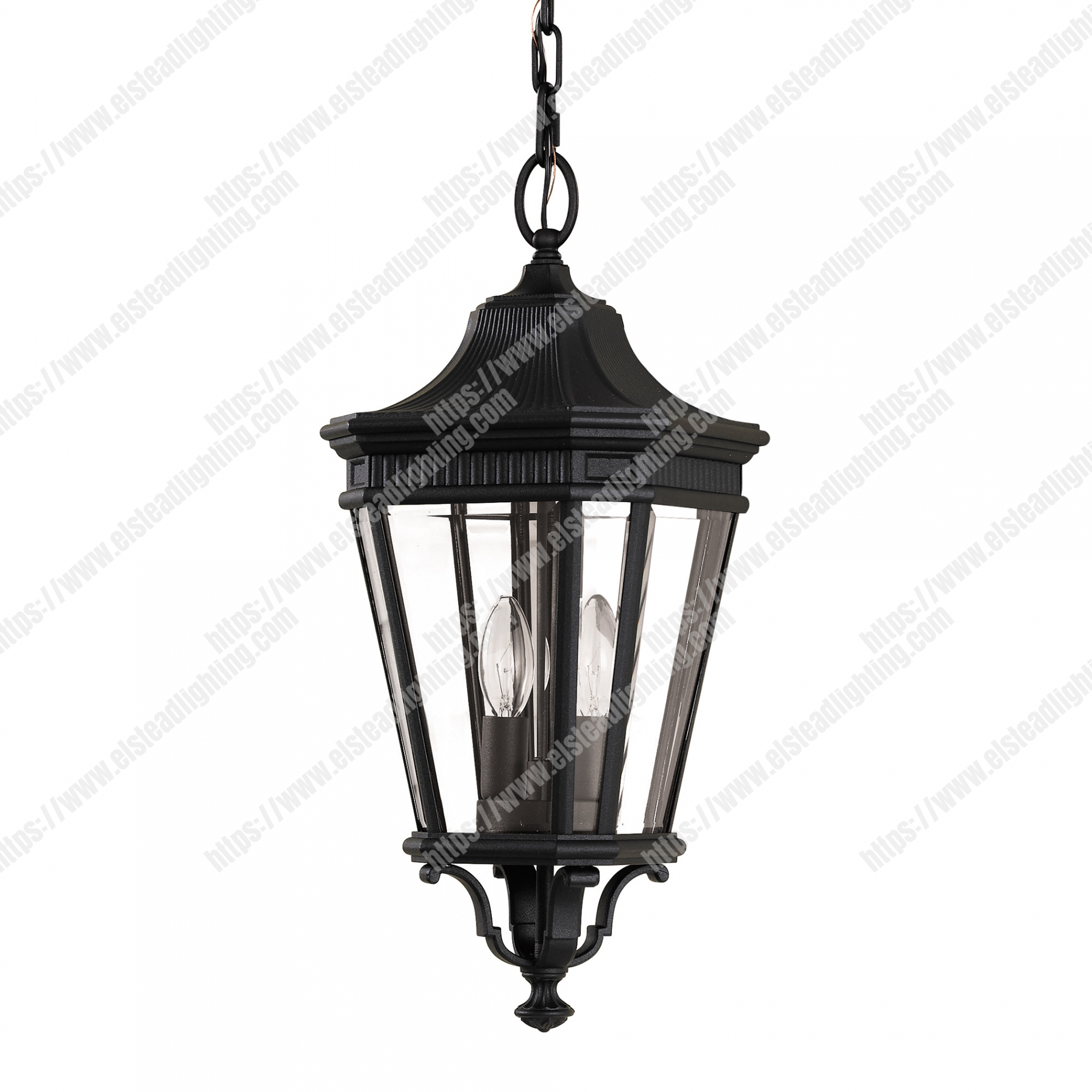 Cotswold Lane 2 Light Medium Chain Lantern - Black