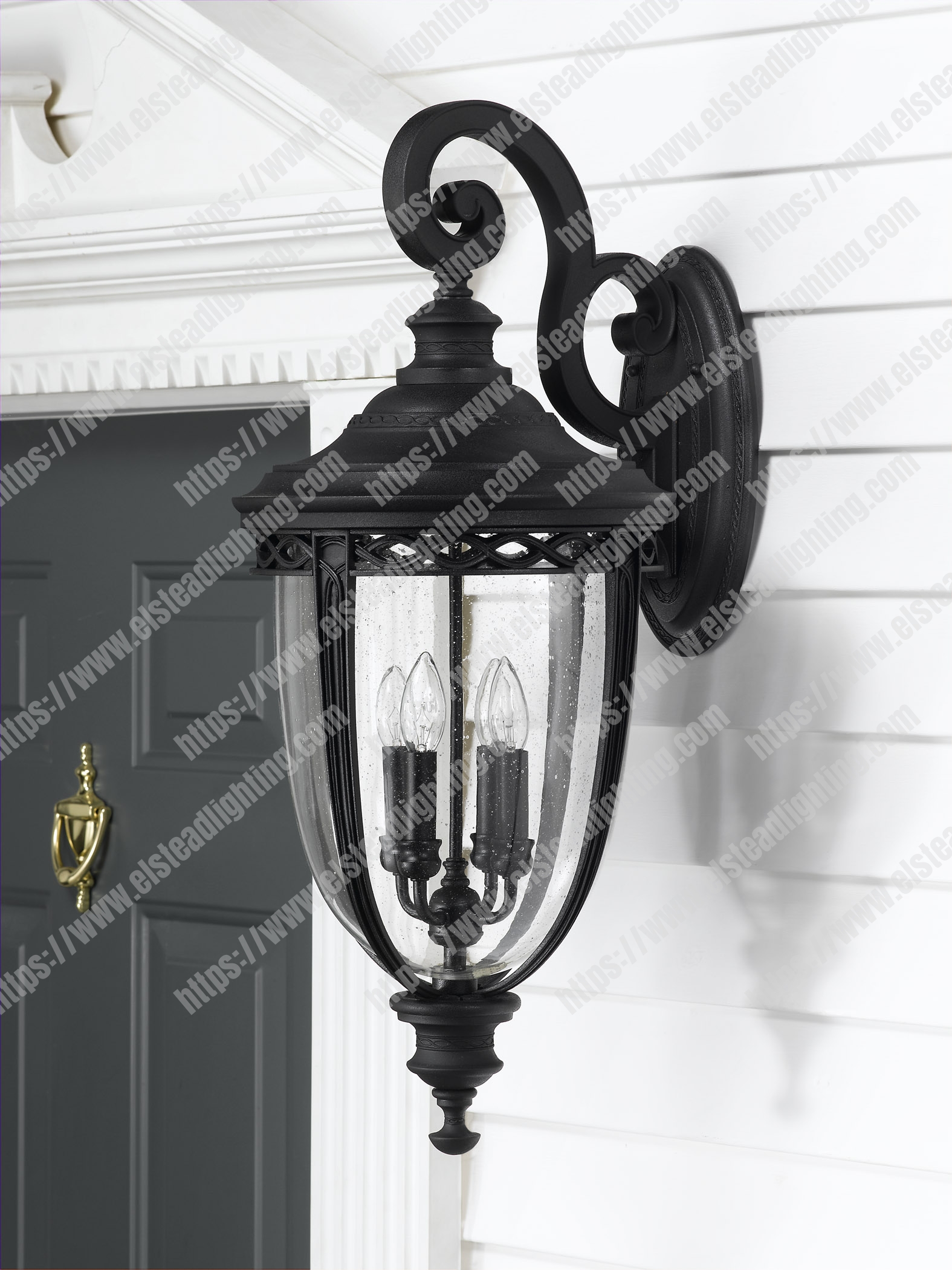 English Bridle 3 Light Large Wall Lantern - Black