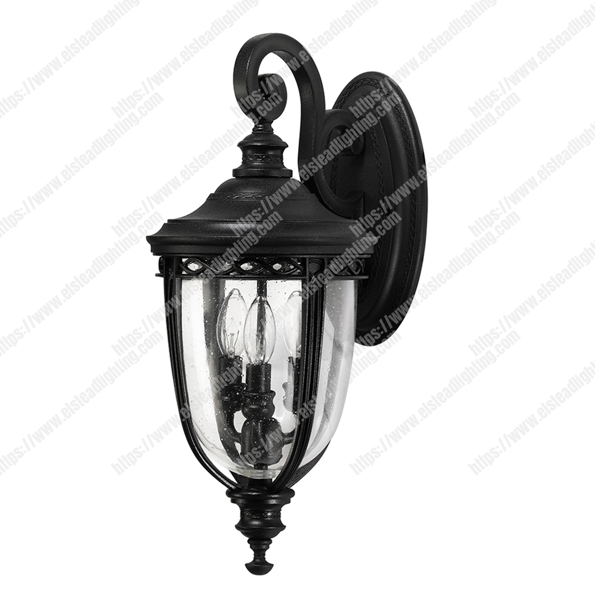English Bridle 3 Light Medium Wall Lantern – Black