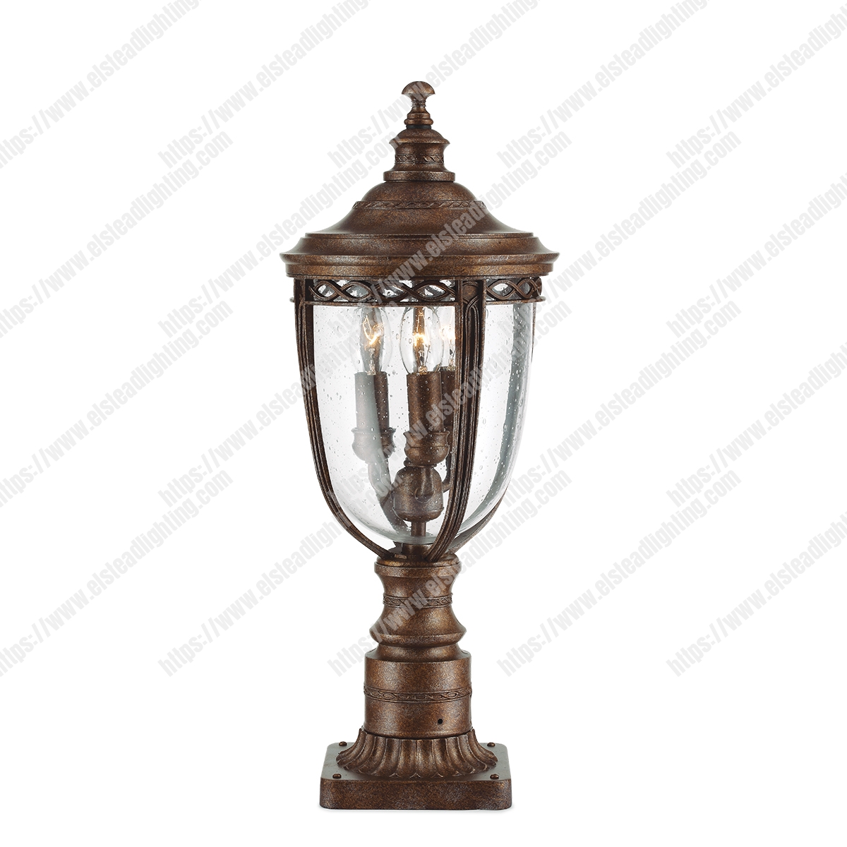 English Bridle 3 Light Medium Pedestal - British Bronze