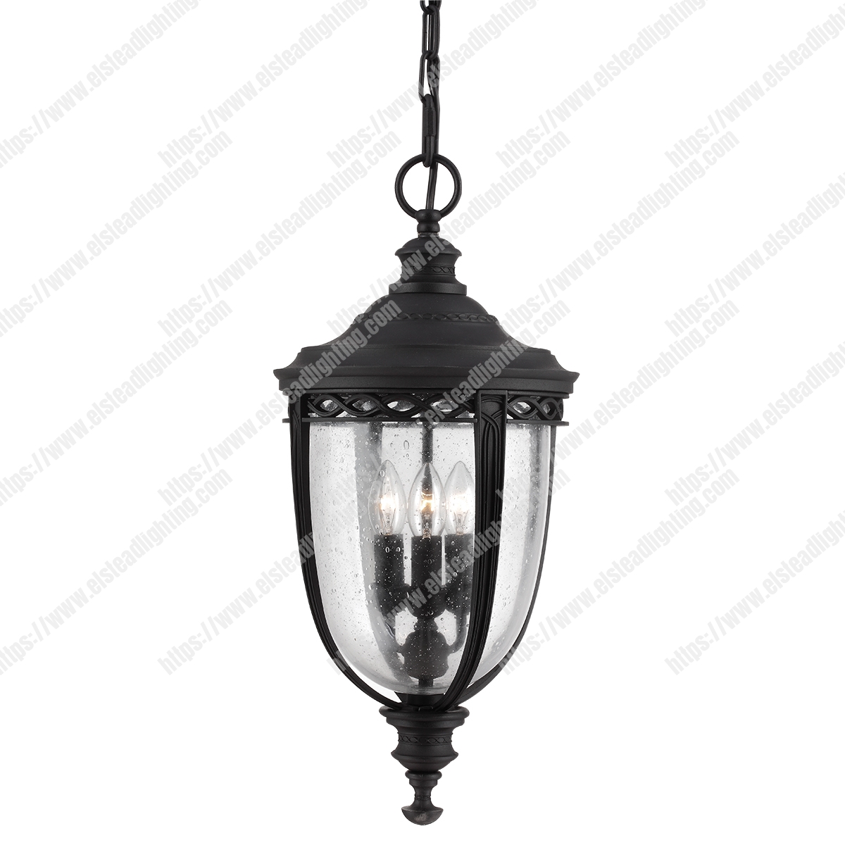 English Bridle 3 Light Large Chain Lantern - Black