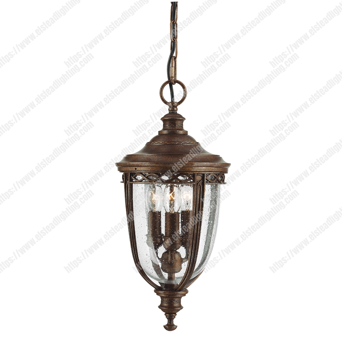 English Bridle 3 Light Medium Chain Lantern – British Bronze