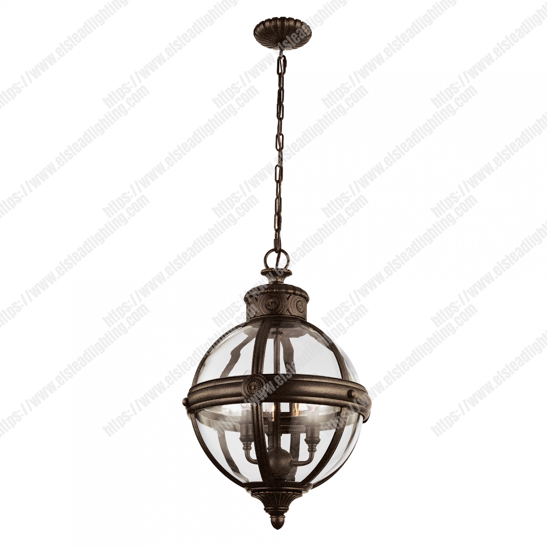 Adams 3 Light Pendant Chandelier – British Bronze